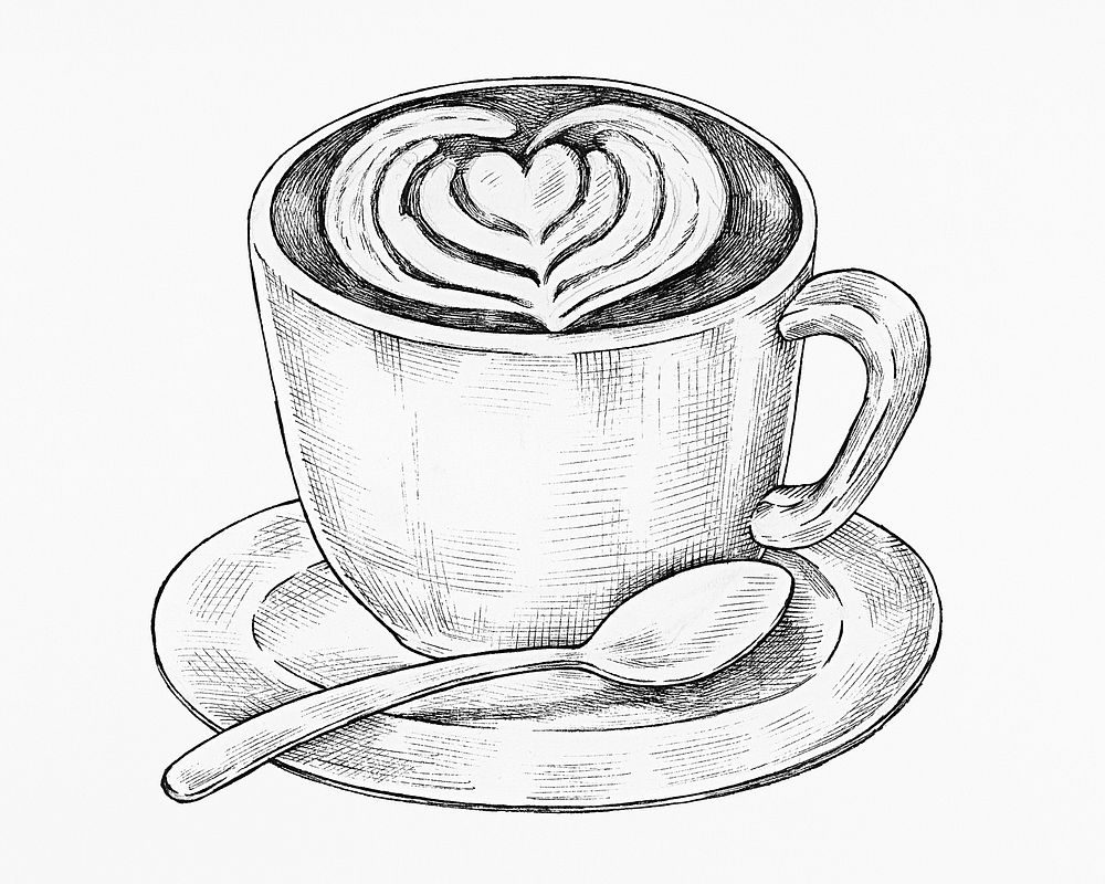 Hand drawn latte art drink