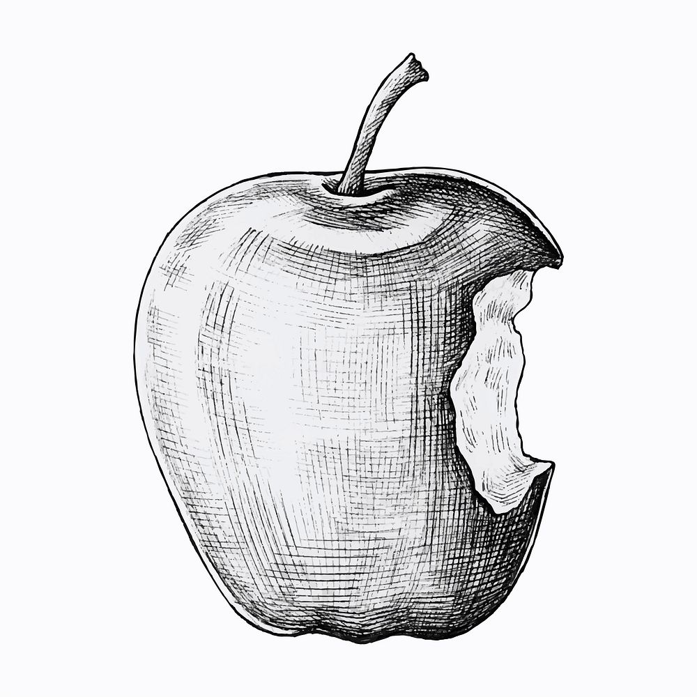 Hand drawn bitten apple vector