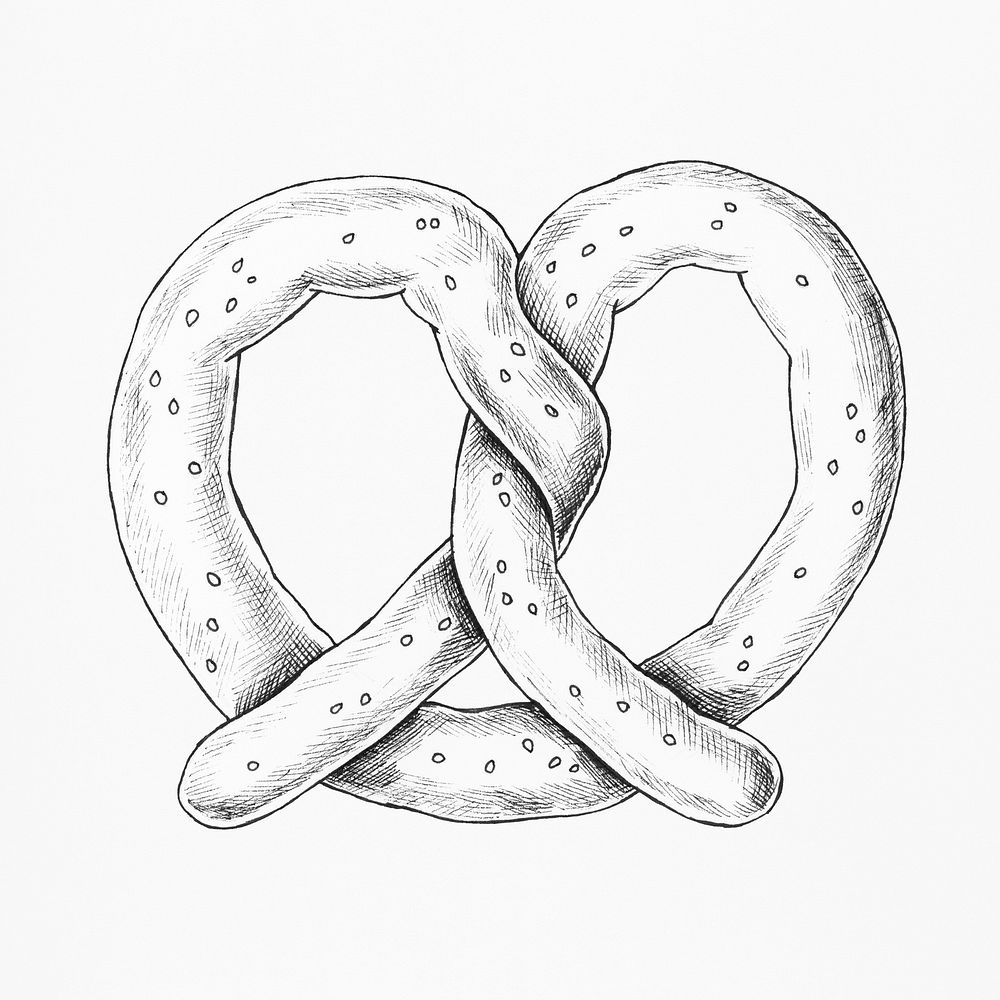 Hand drawn freshly bake pretzel illustration