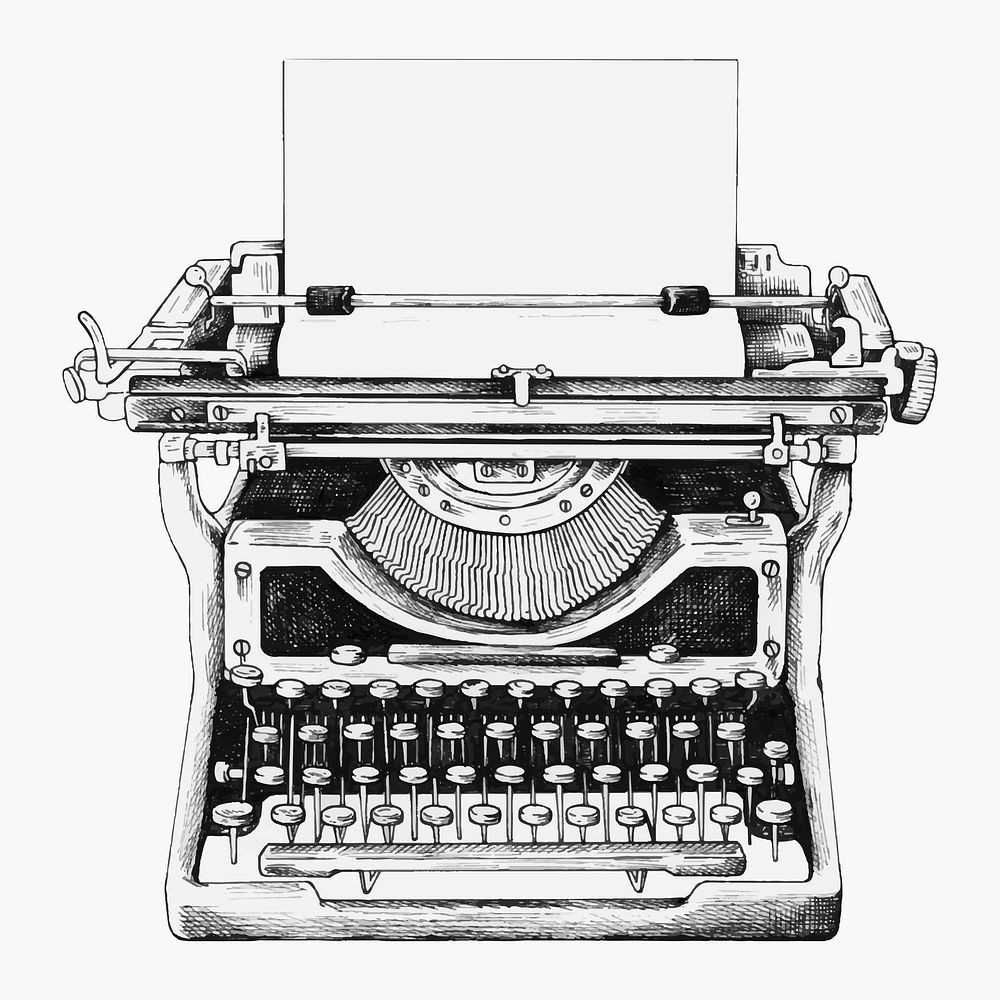 Hand drawn retro typewriter vector