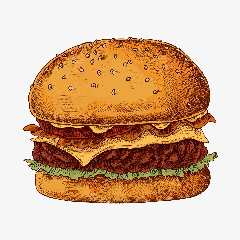 Hand drawn cheese burger vector