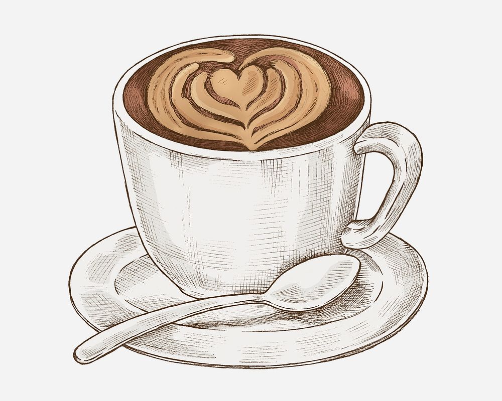 Hand drawn latte art drink illustration