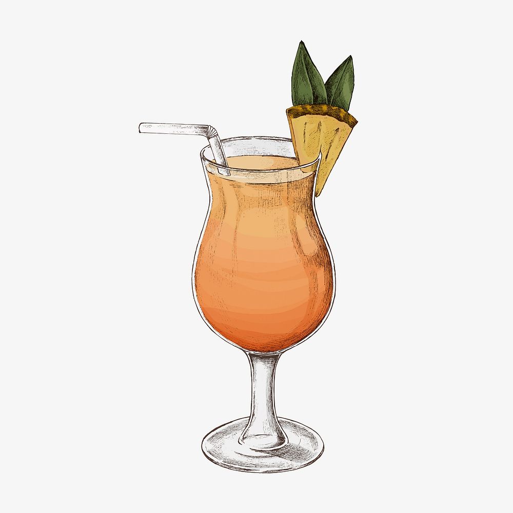Hand drawn glass of pineapple cocktail