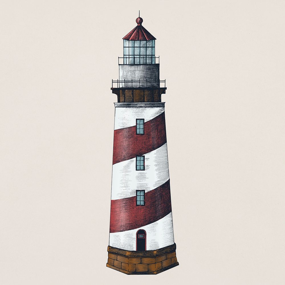 Old lighthouse vintage style illustration