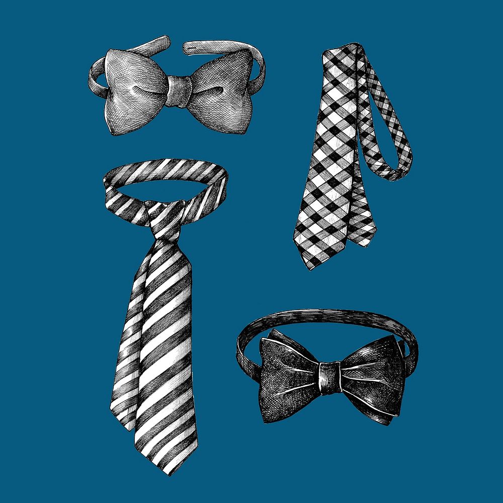 Hand drawn bow and necktie