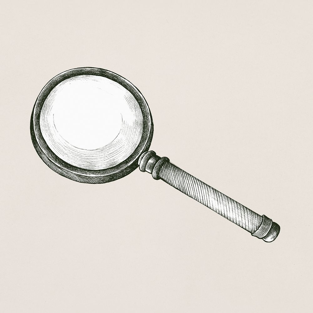 Hand drawn magnifying glass retro style
