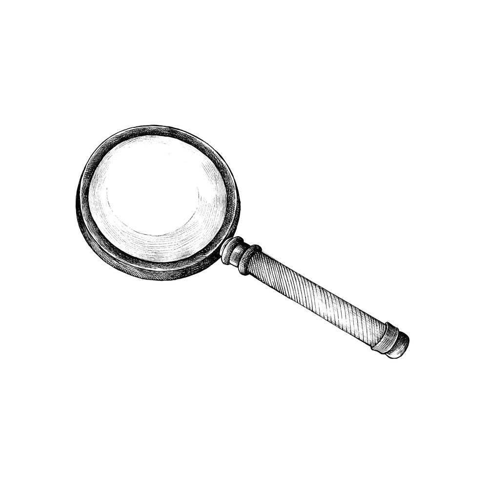 Hand drawn magnifier isolated on white background