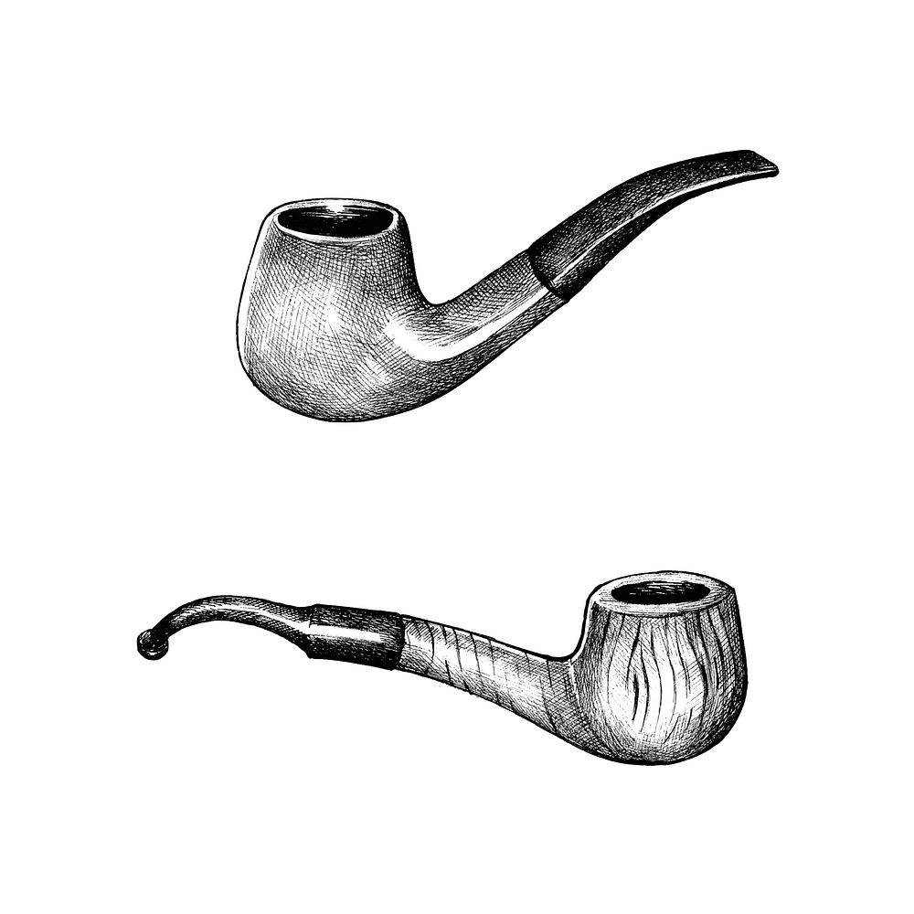 Hand drawn wooden tobacco pipe
