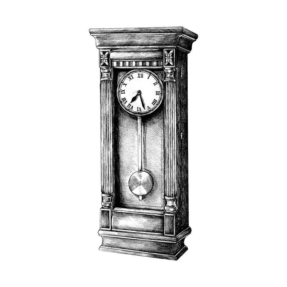 Hand drawn clock isolated on white background