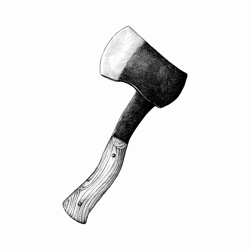 Hand drawn axe isolated on white background