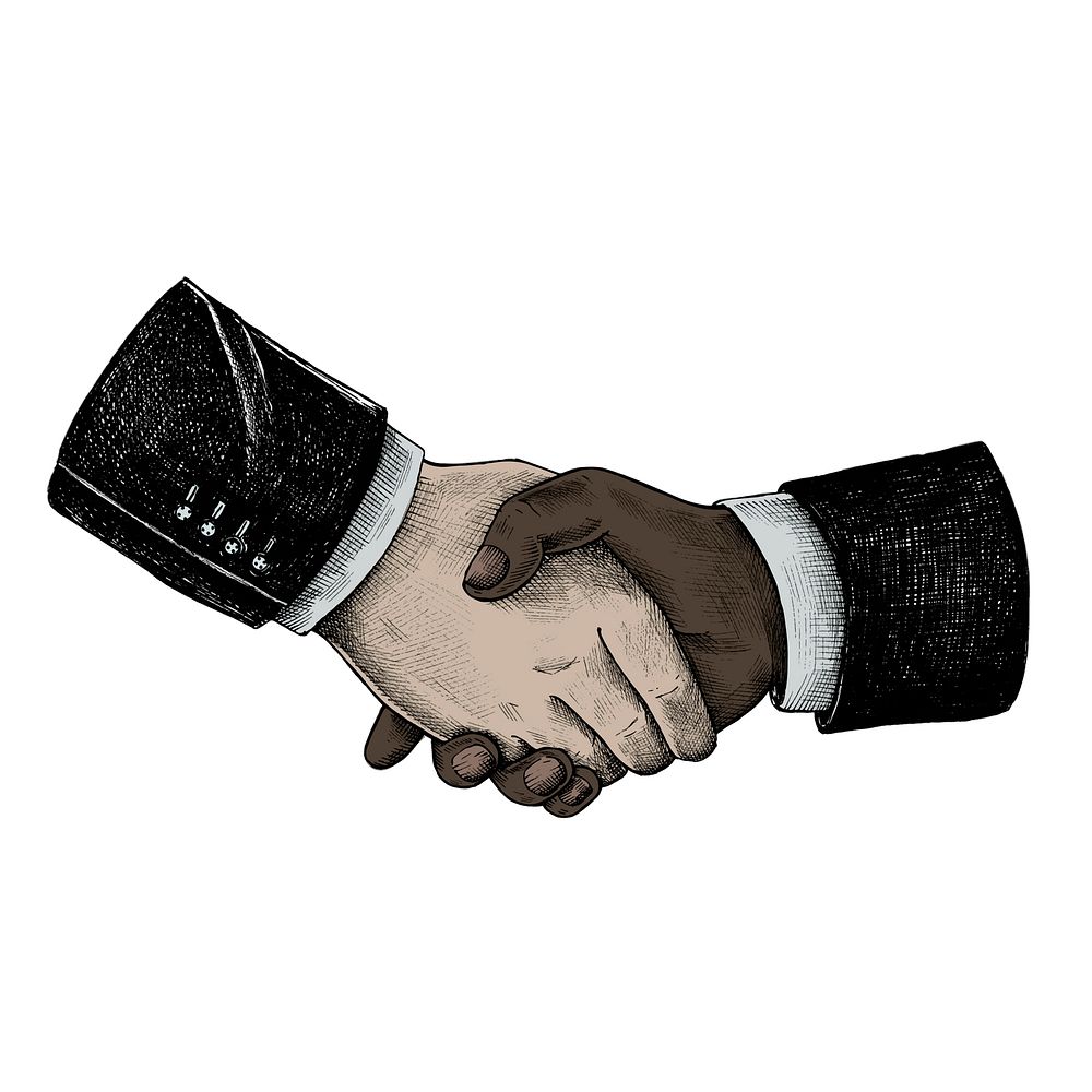 Hand drawn international business handshake