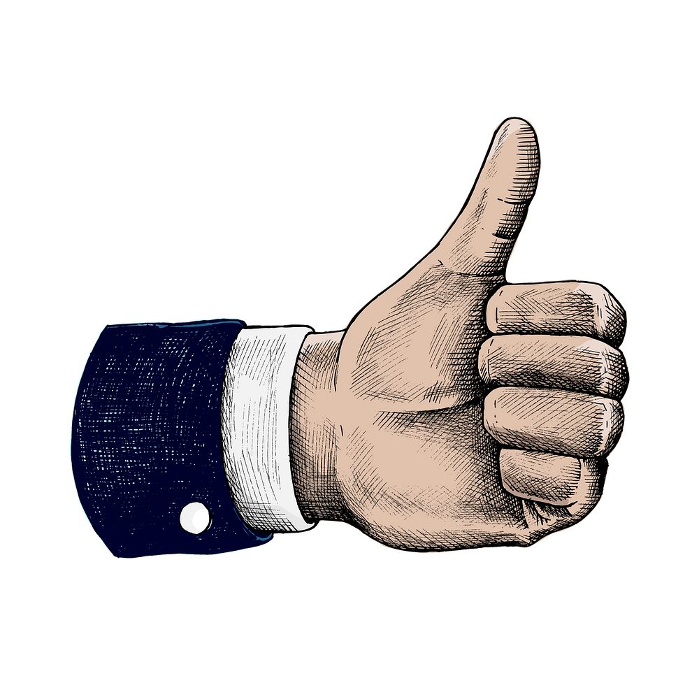 Thumbs up in a suit illustration