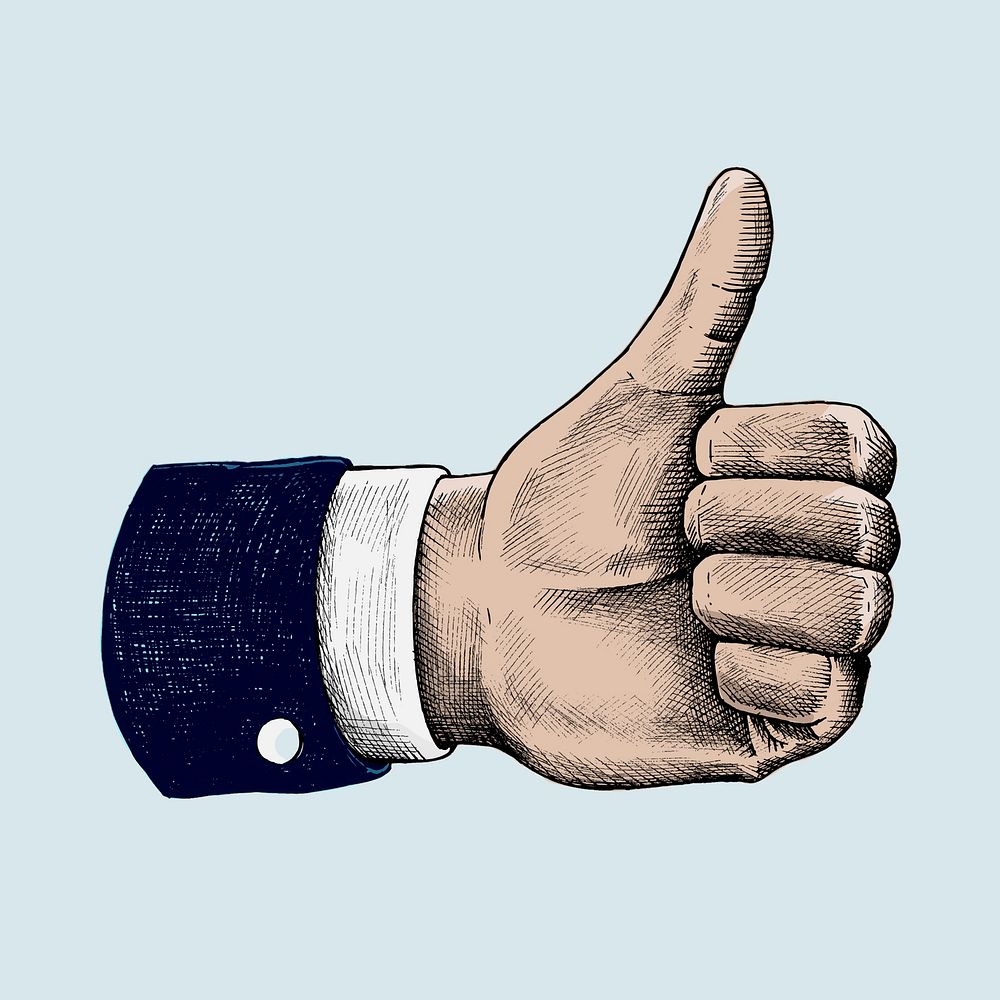 Thumbs up in a suit illustration