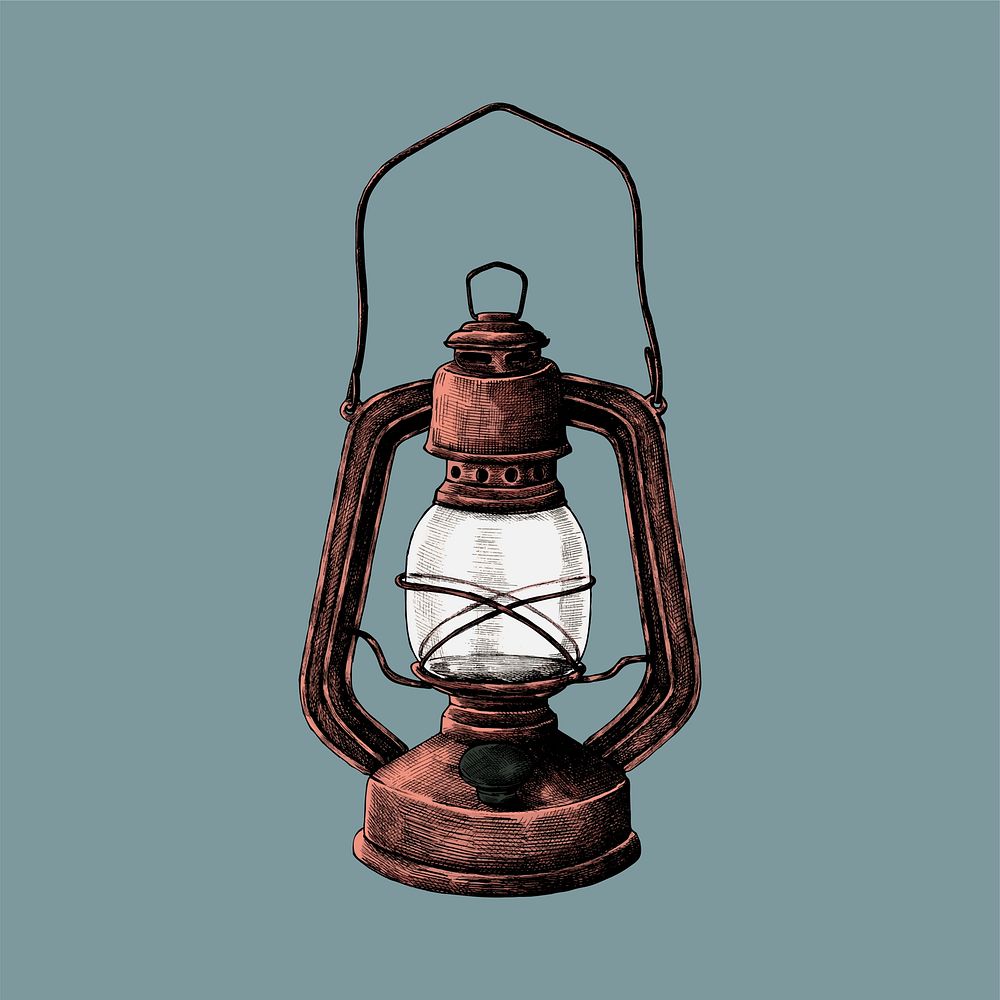 Hand drawn sketch of old fashioned lantern