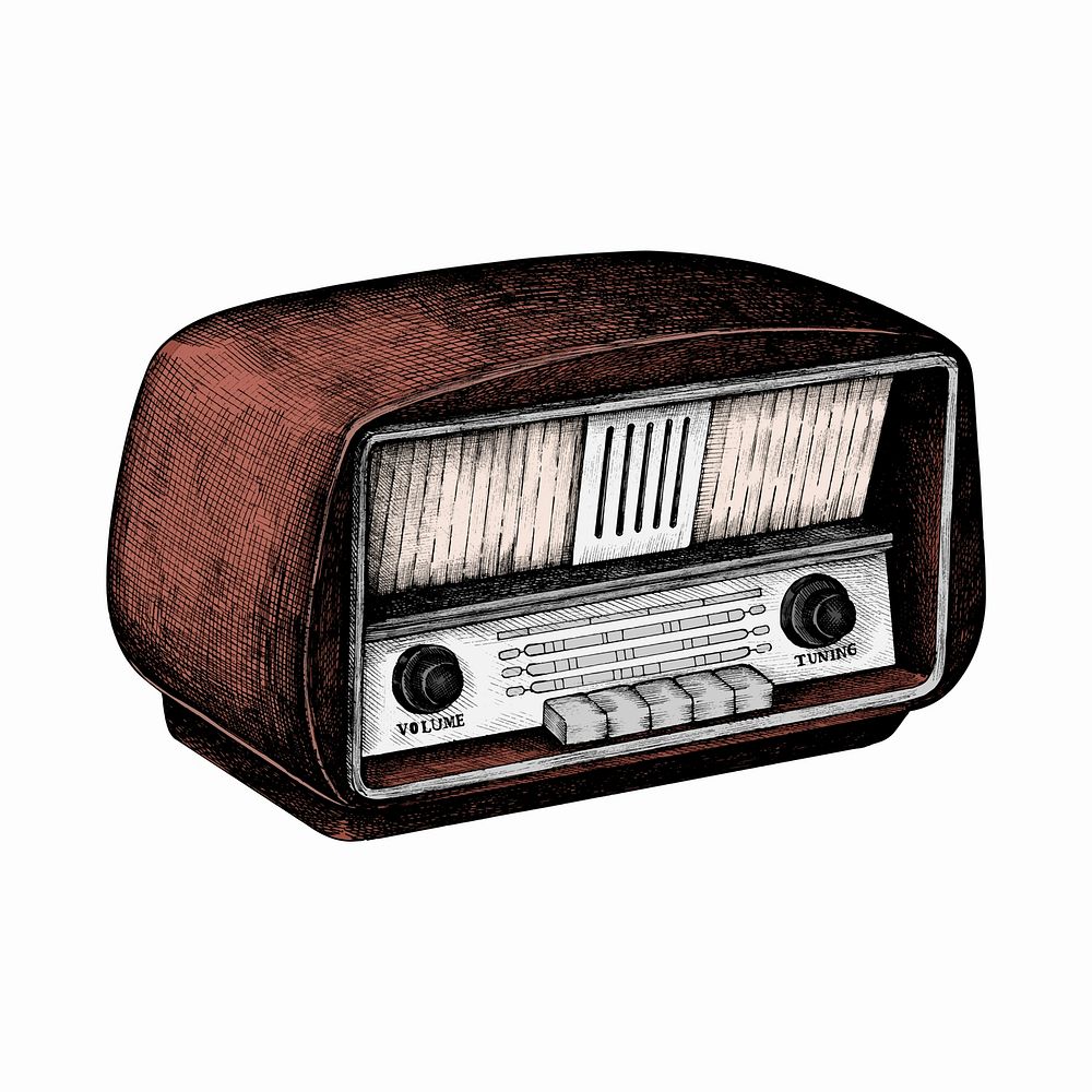 Hand drawn sketch of a radio
