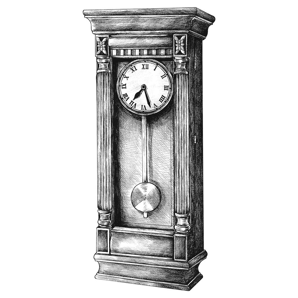 Hand drawn longcase clock retro style