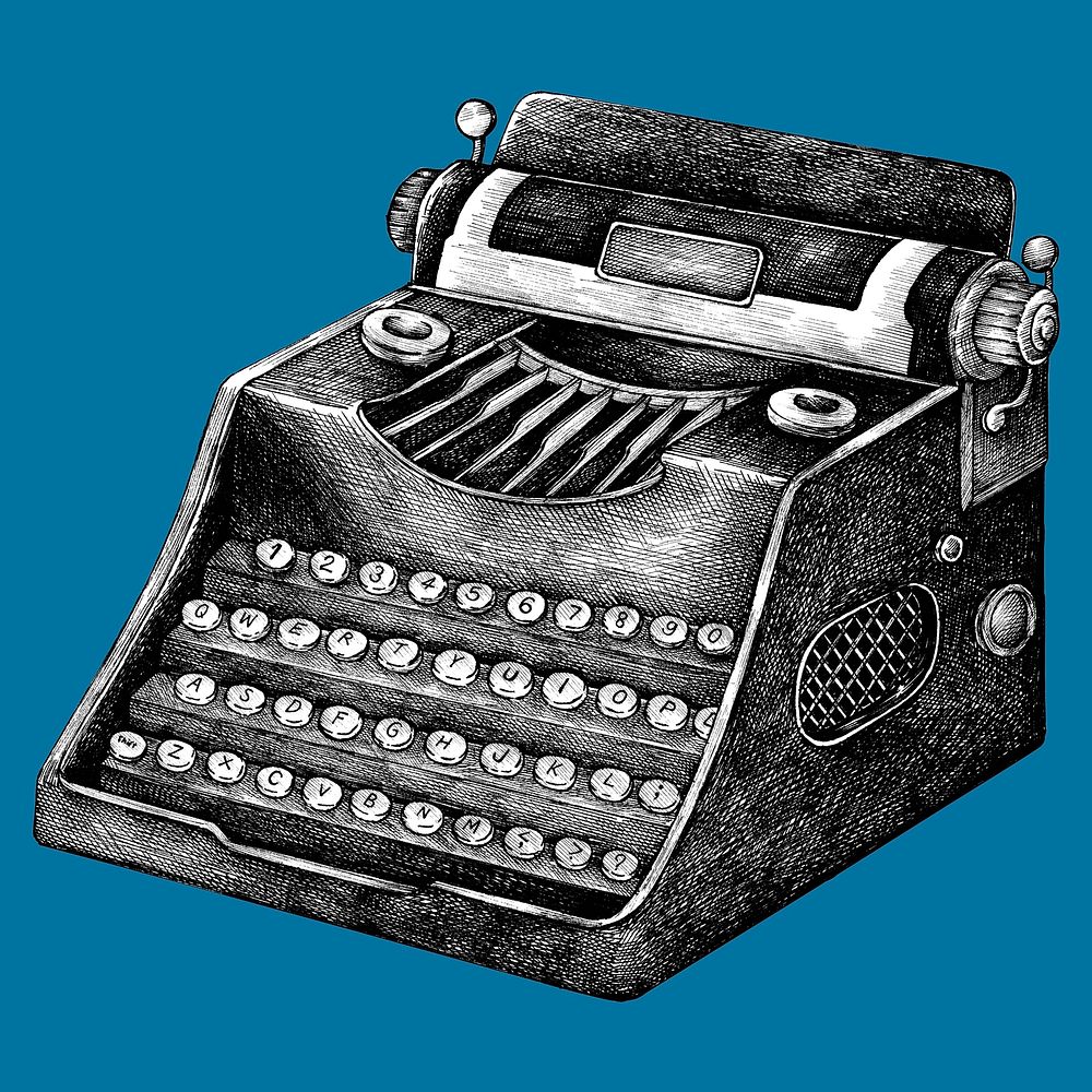 Hand drawn typewriter isolated on background