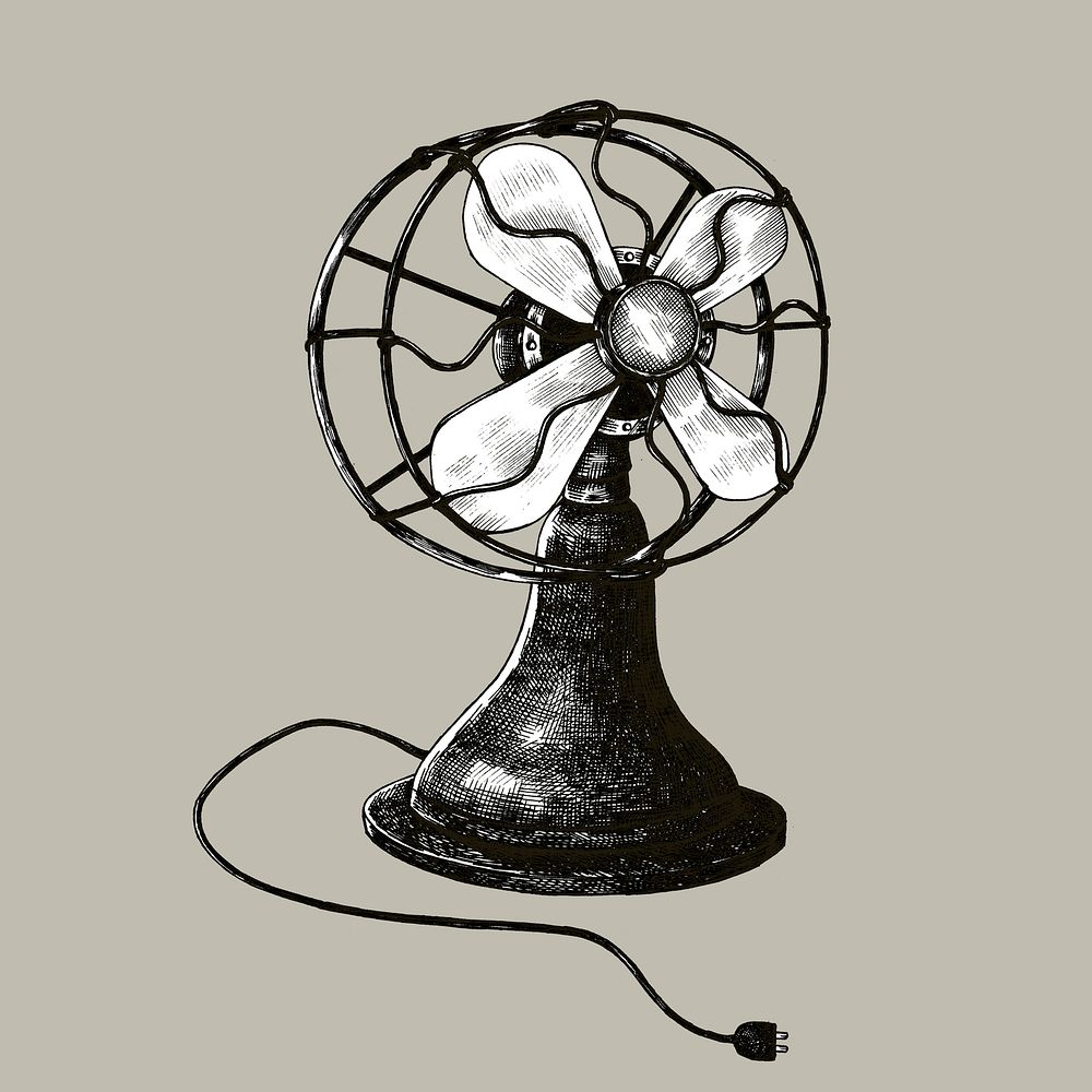 Hand drawn retro fan isolated on background