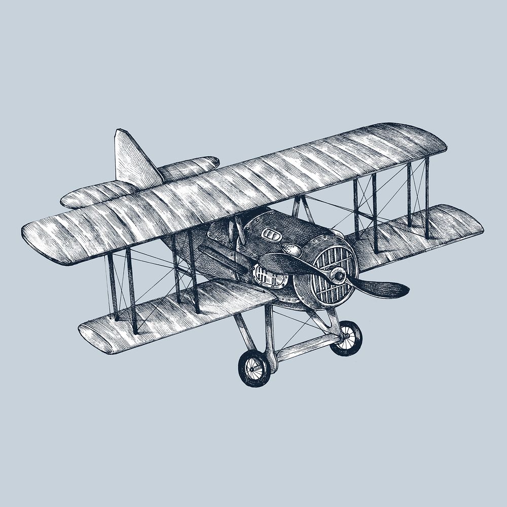 Hand drawn old plane isolated on backgrond