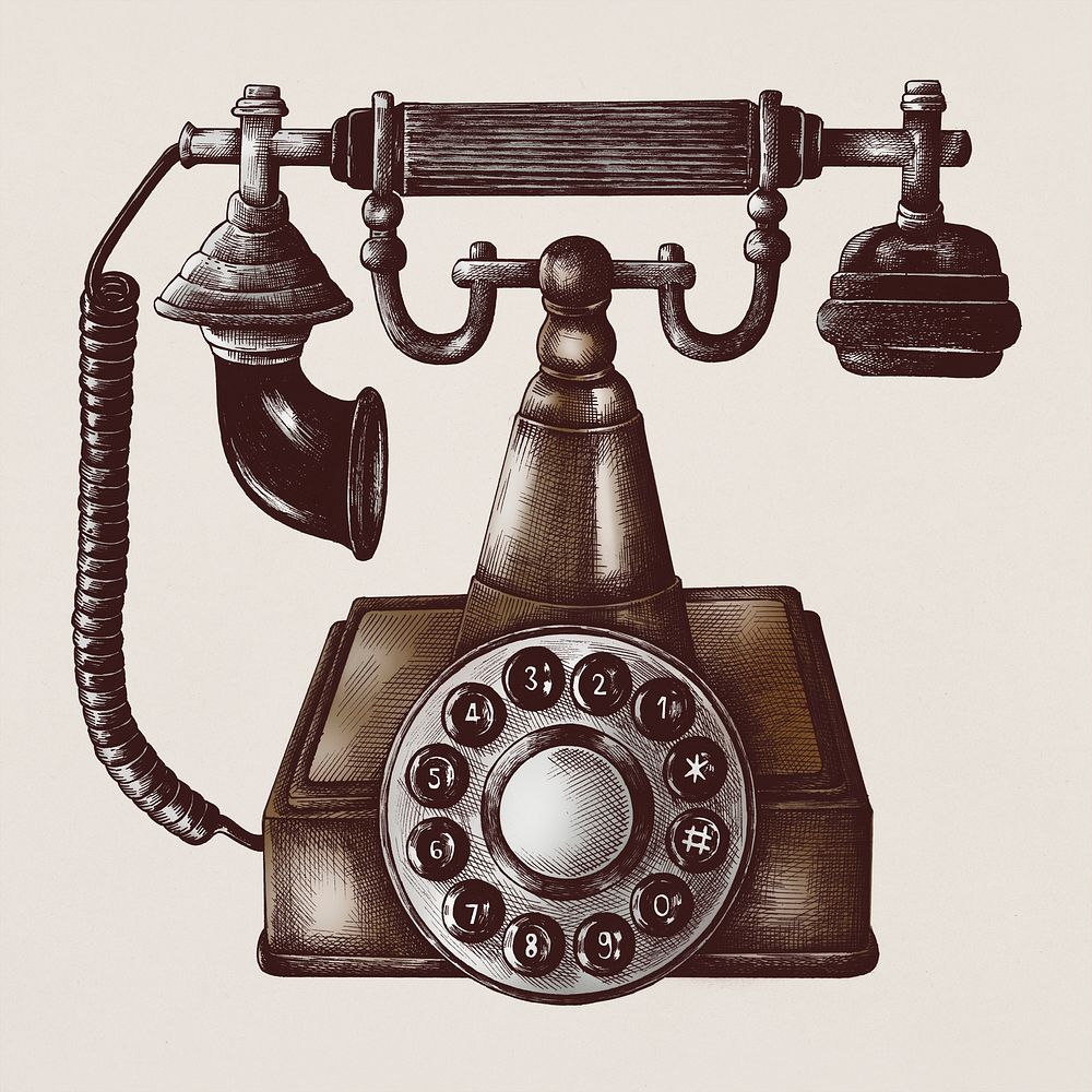 Old phone vintage style illustration