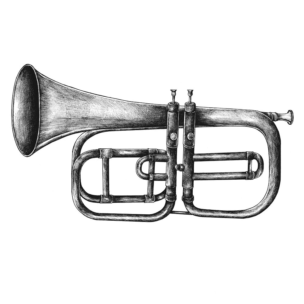 Brass trumpet vintage style illustration