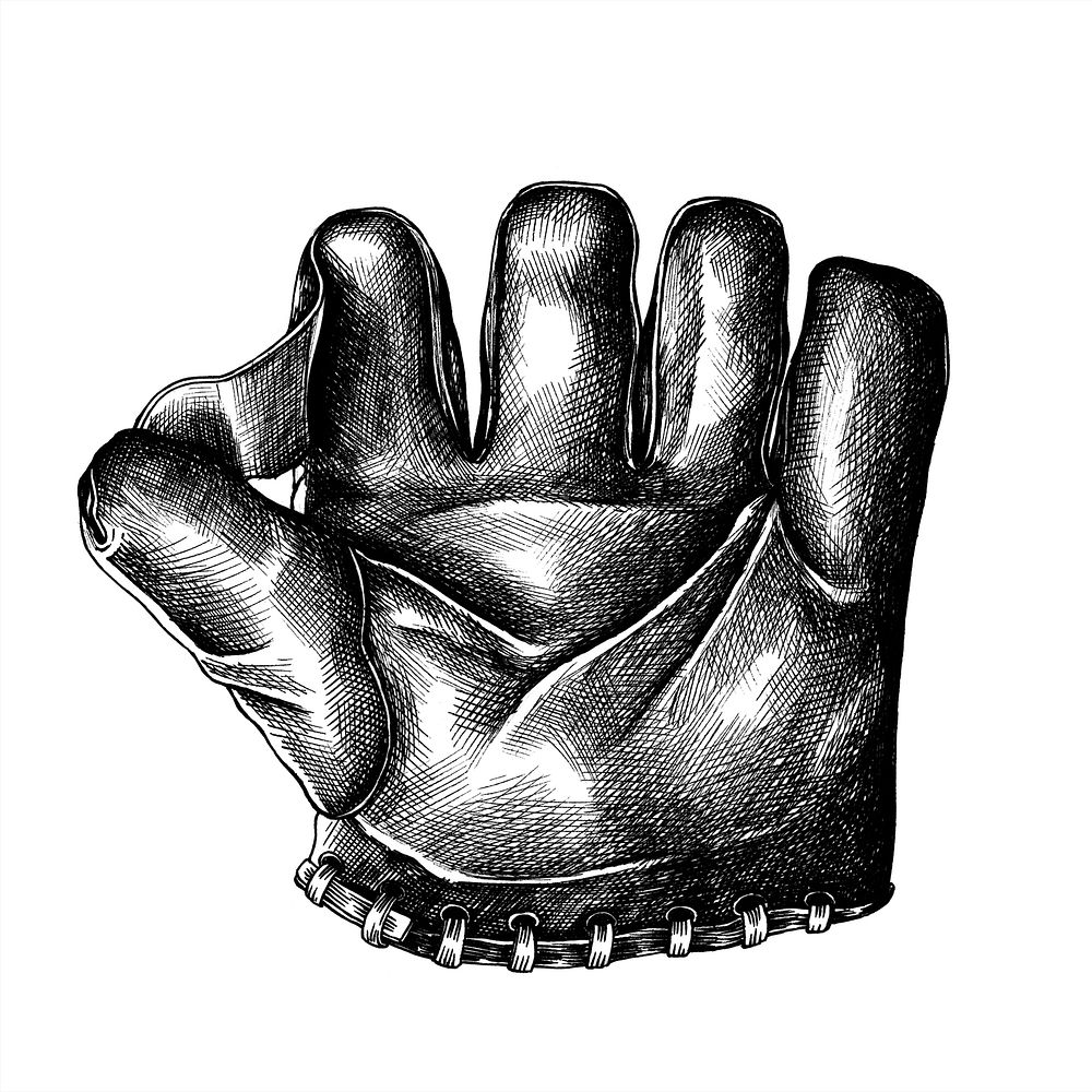 Baseball glove vintage style illustration