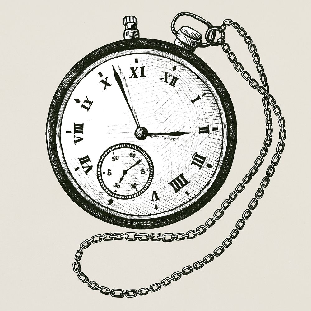 Pocket watch vintage style illustration