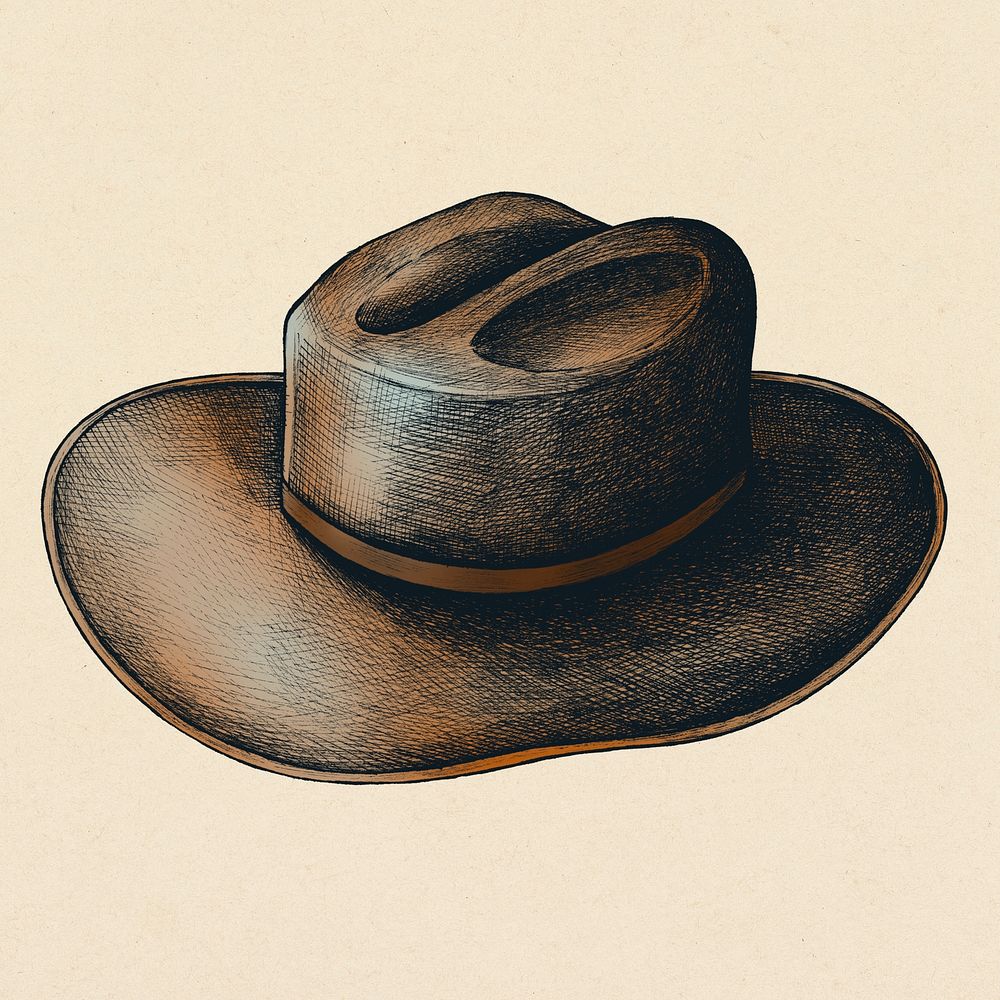 Leather hat vintage style illustration