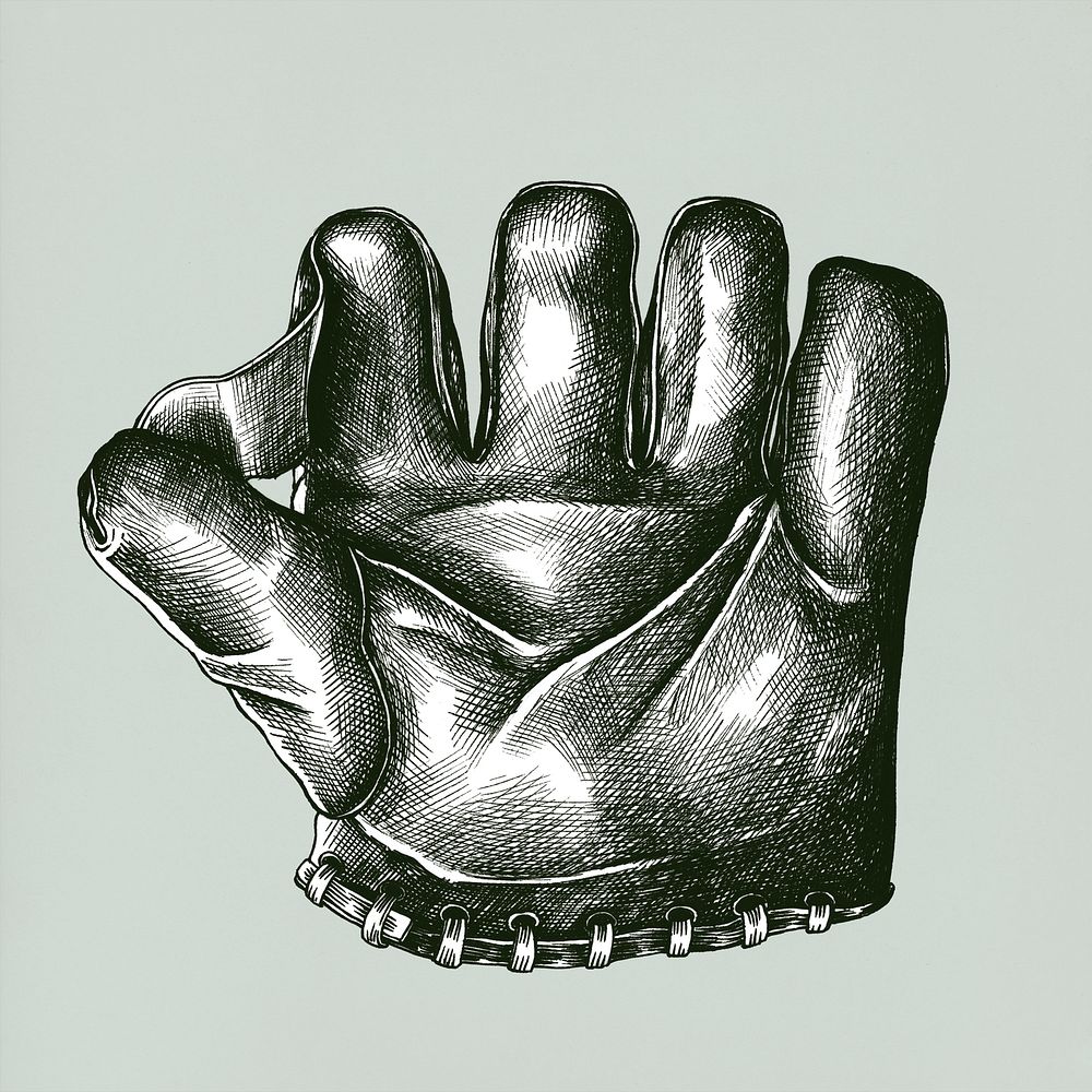Baseball glove vintage style illustration