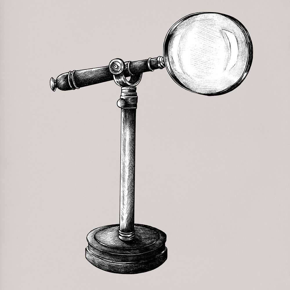 Hand drawn magnifier isolated on background