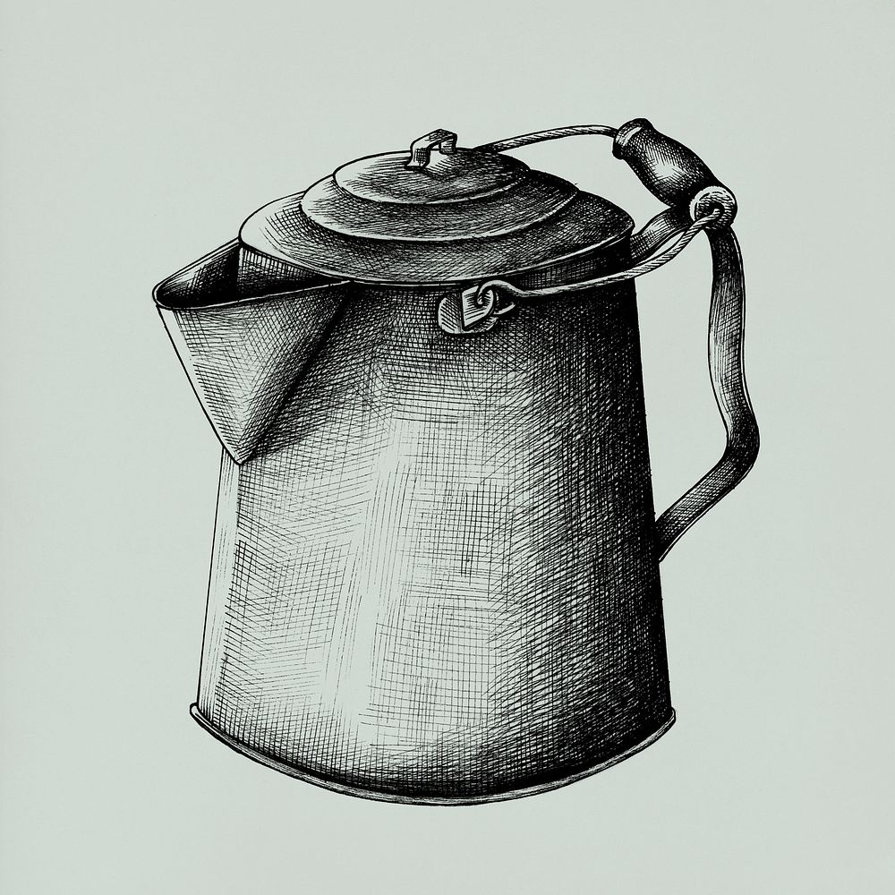 Hand drawn kettle isolated on background