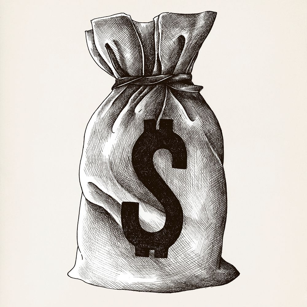 Hand holding money bag vector on white background, Art Print | Barewalls  Posters & Prints | bwc44320525