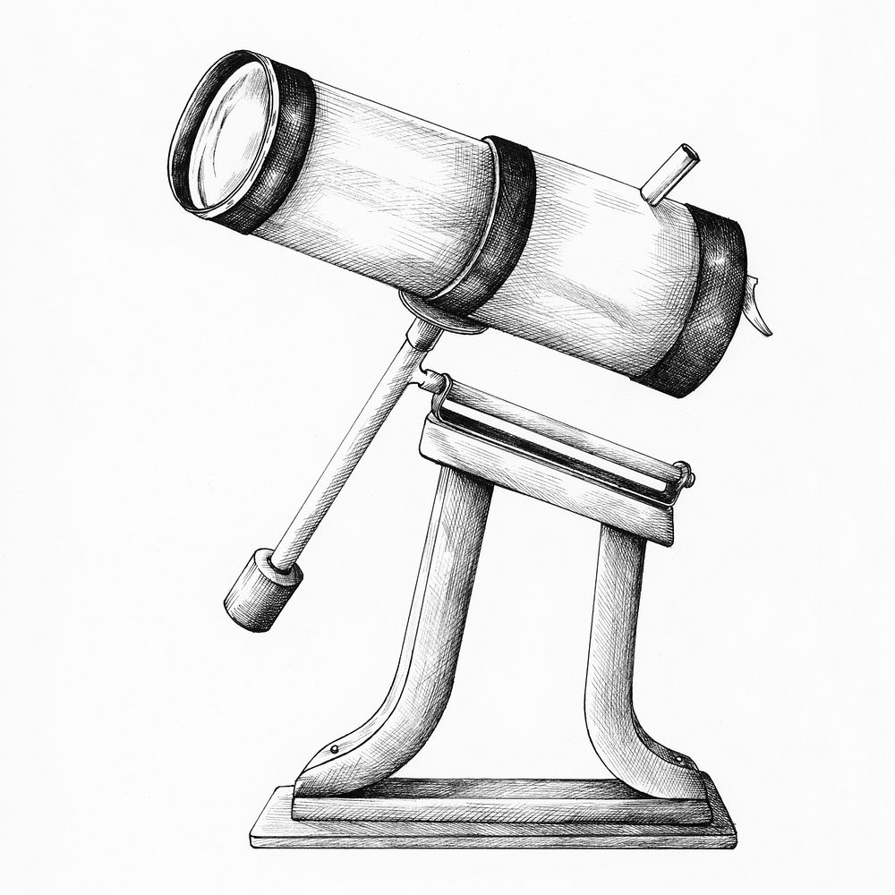 Hand drawn telescope isolated on background