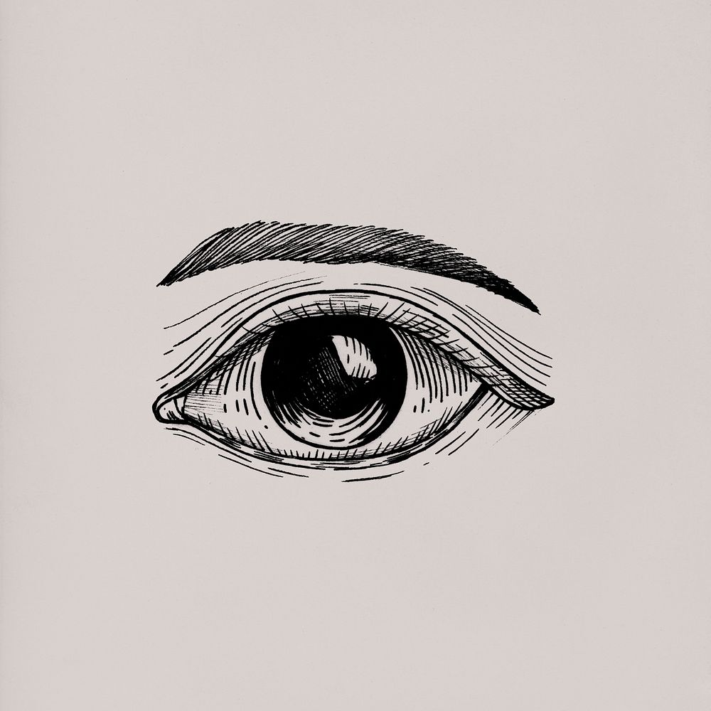 Hand drawn eye isolated on white background