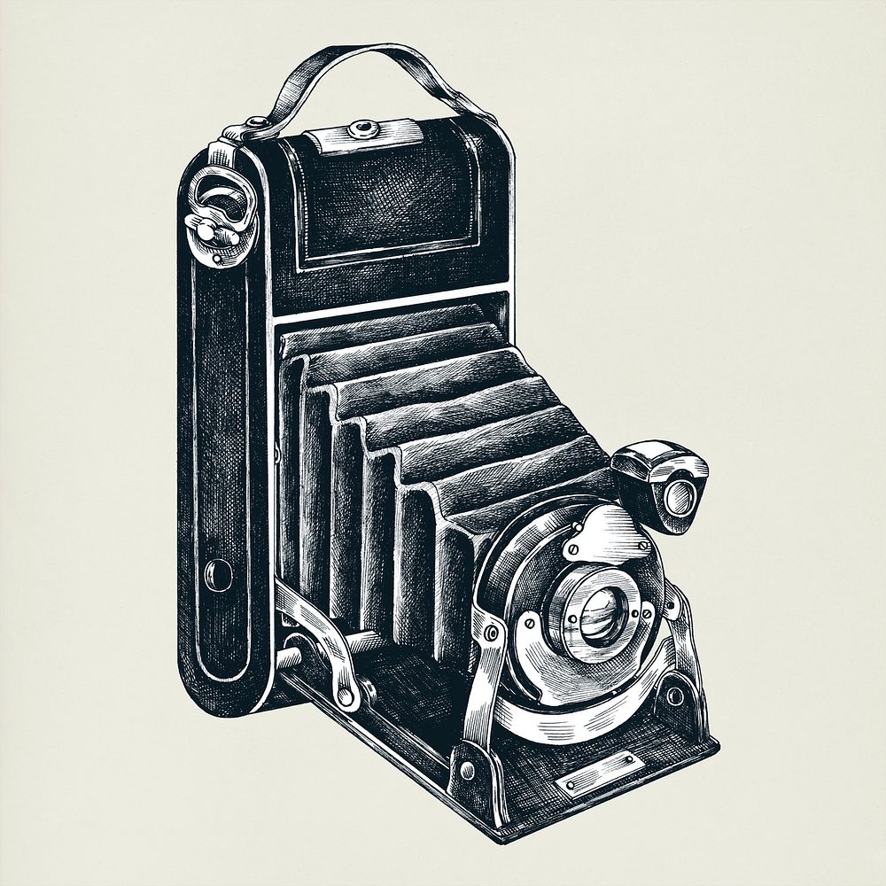 Hand drawn retro film camera