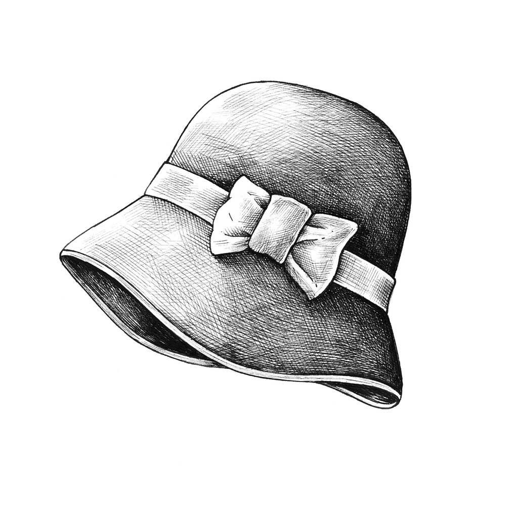 Hnad drawn sun hat isolated on background