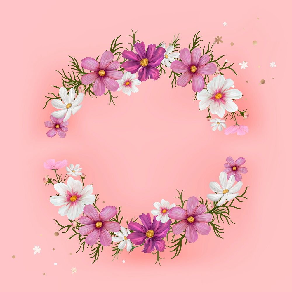 Blooming floral wreath design vector