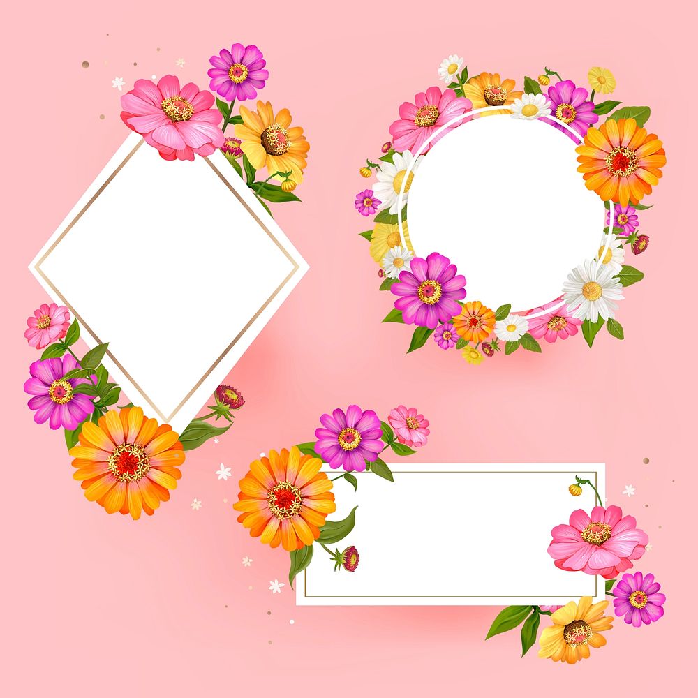 Blank floral frame collection vector