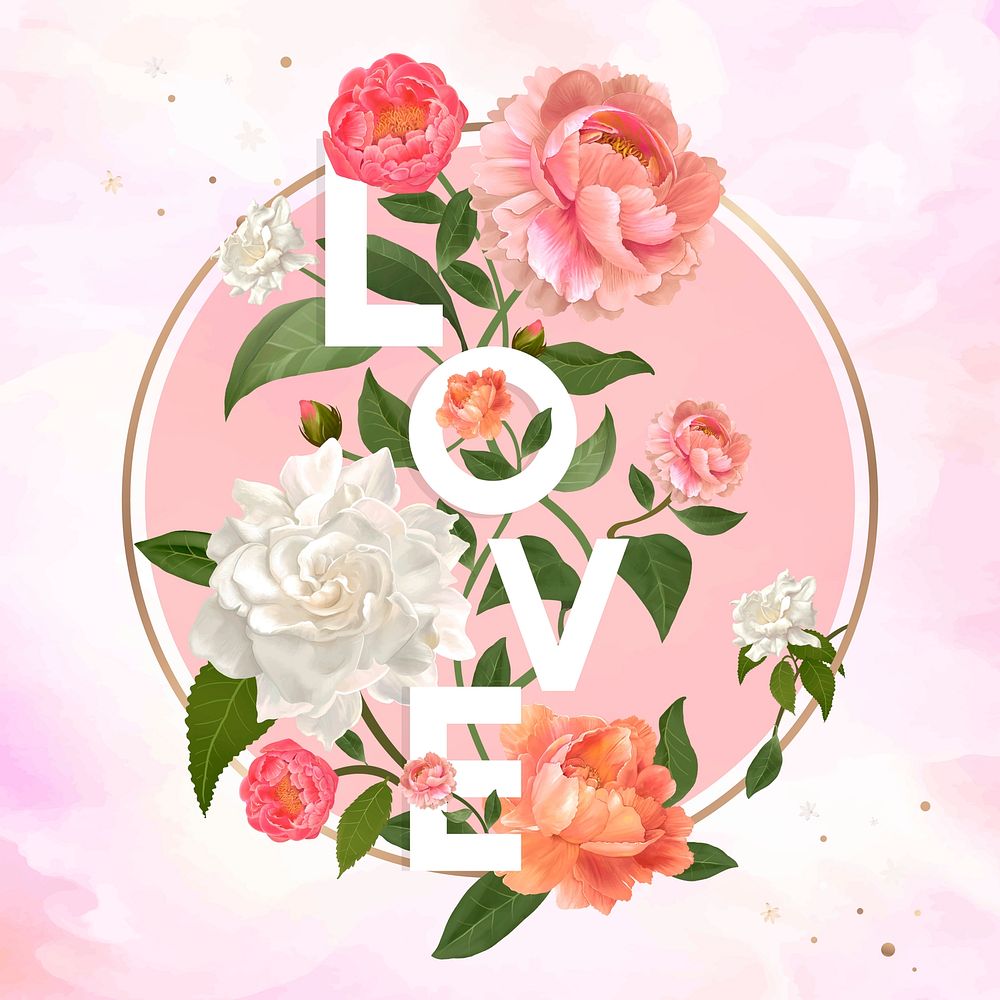 The word love on a round frame vector