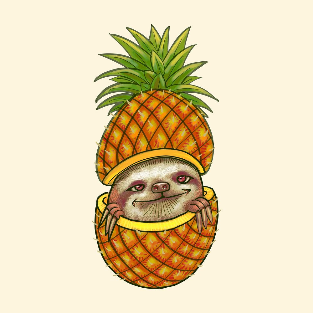 Hand drawn pineapple isolated on yellow background
