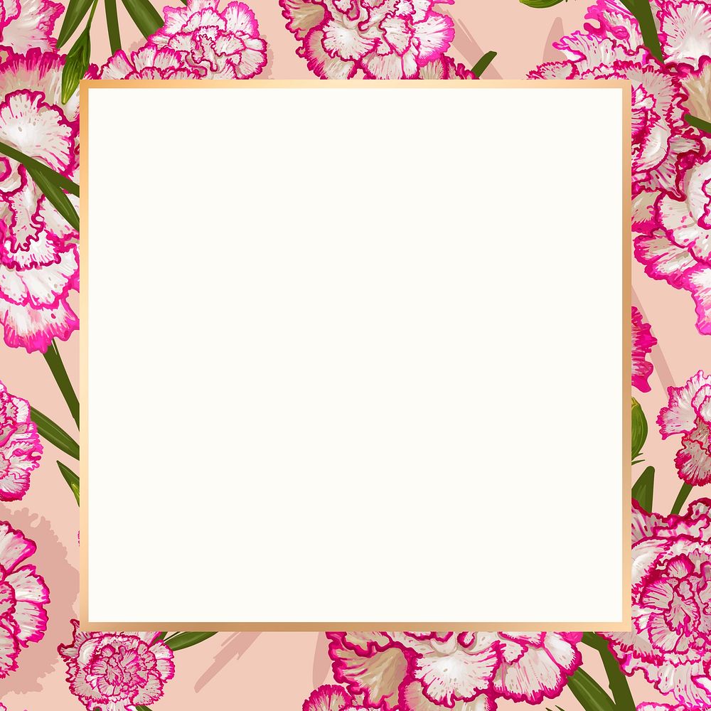 Gold square carnation flower frame design resource 