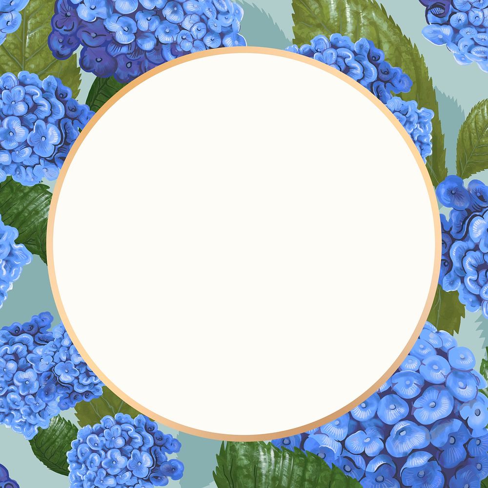Gold round hydrangea flower frame design resource