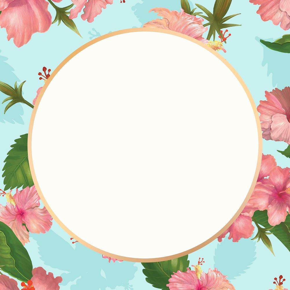 Gold round lily flower frame design resource