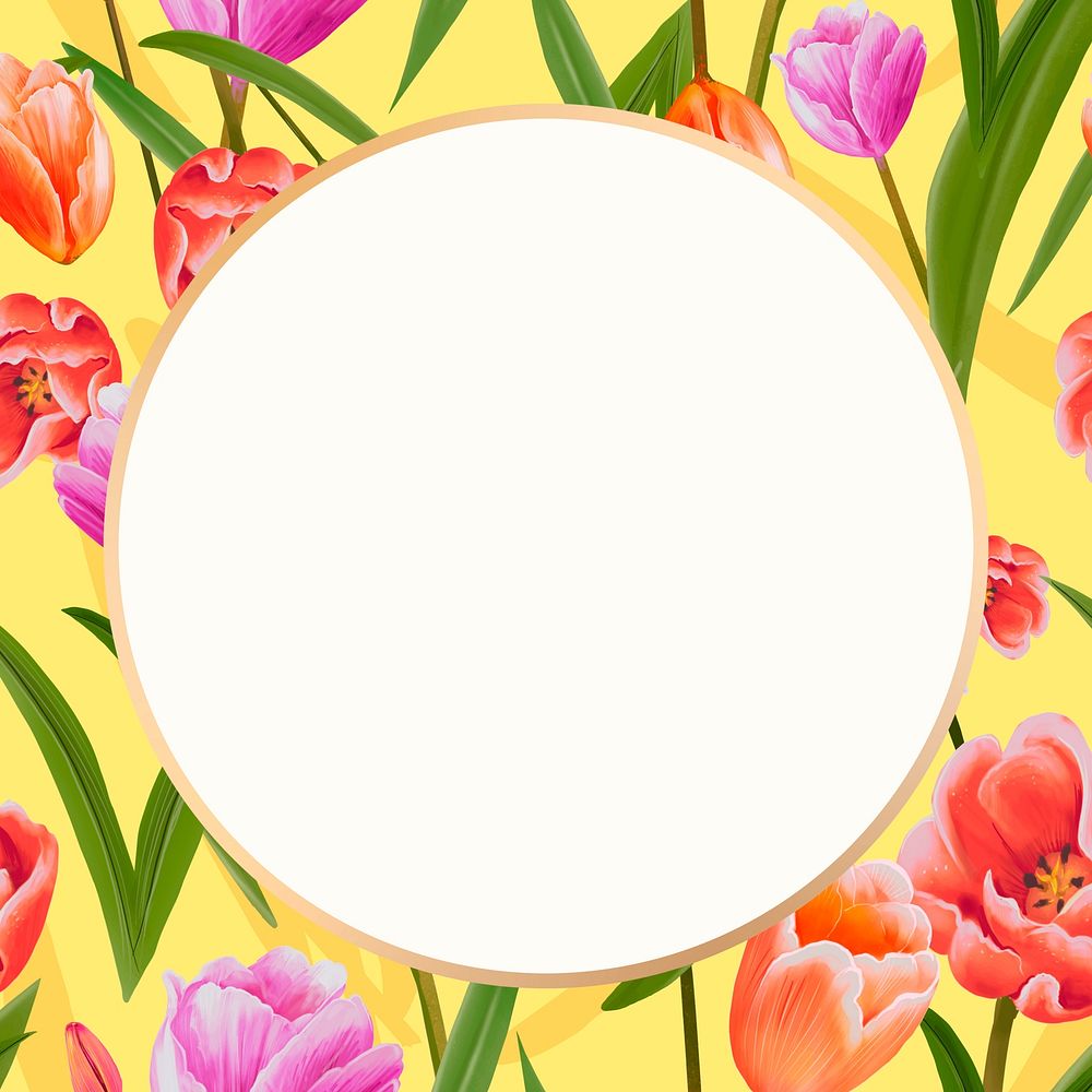 Gold round tulip flower design resource
