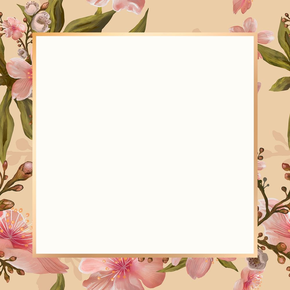 Gold square lily frame design resource 