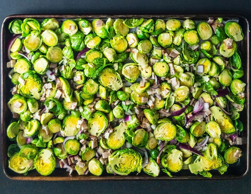 Free brussels sprouts and onions image, public domain food CC0 photo.