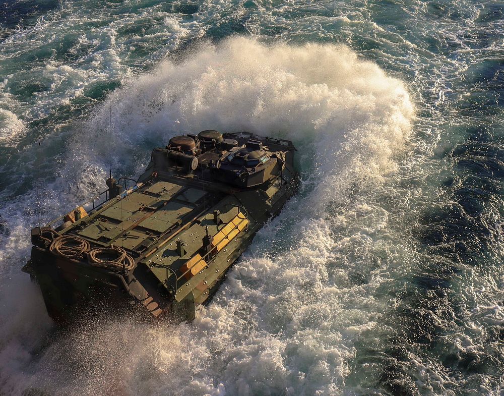 NORWEGIAN SEA (October 30, 2018) An amphibious assault vehicle, assigned to 24th Marine Expeditionary Unit, disembark the…
