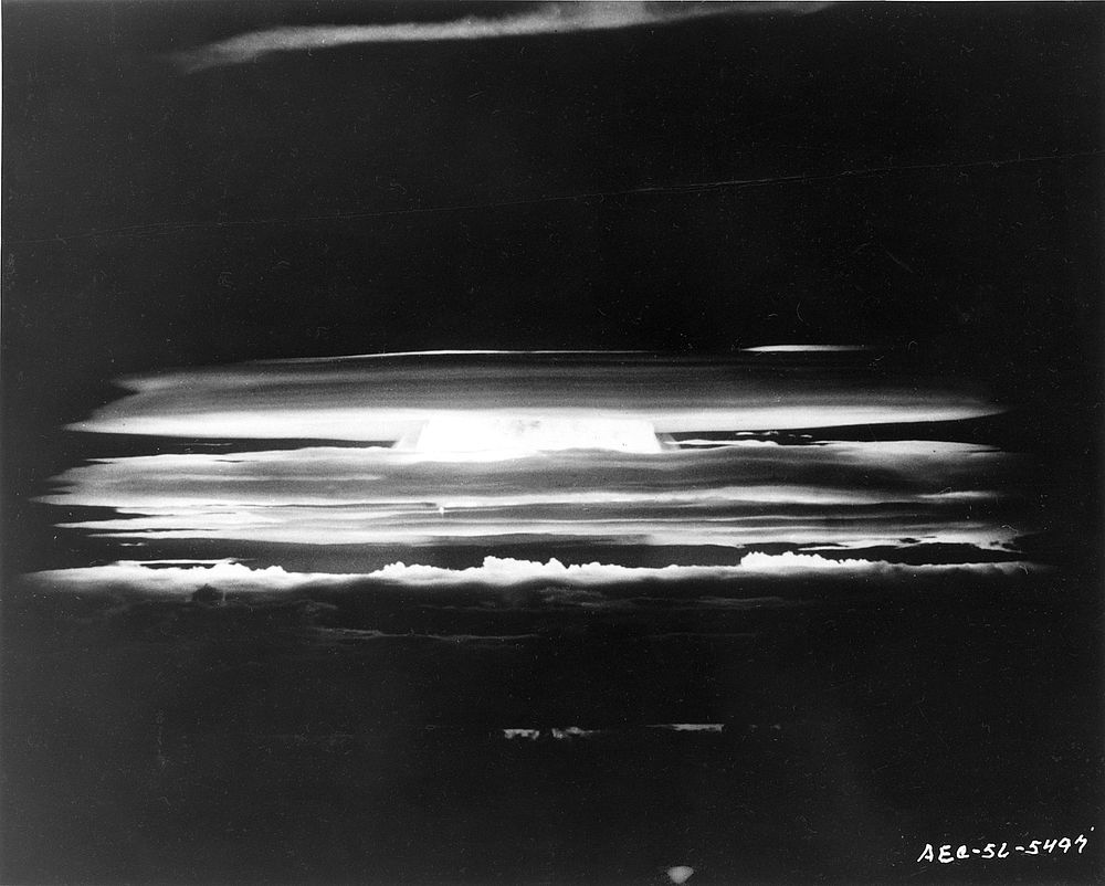 Fireball of May 21, 1956 test detonation over Bikini Atoll. Original public domain image from Flickr