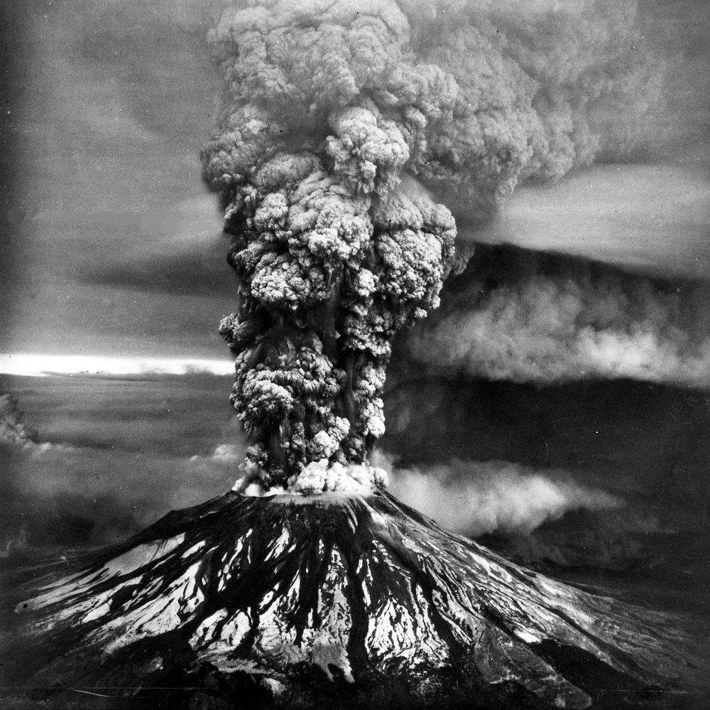 Mt St Helens Erupting 5-18-1980, GPNF, WA, Gifford Pinchot National Forest Historic Photo. Original public domain image from…