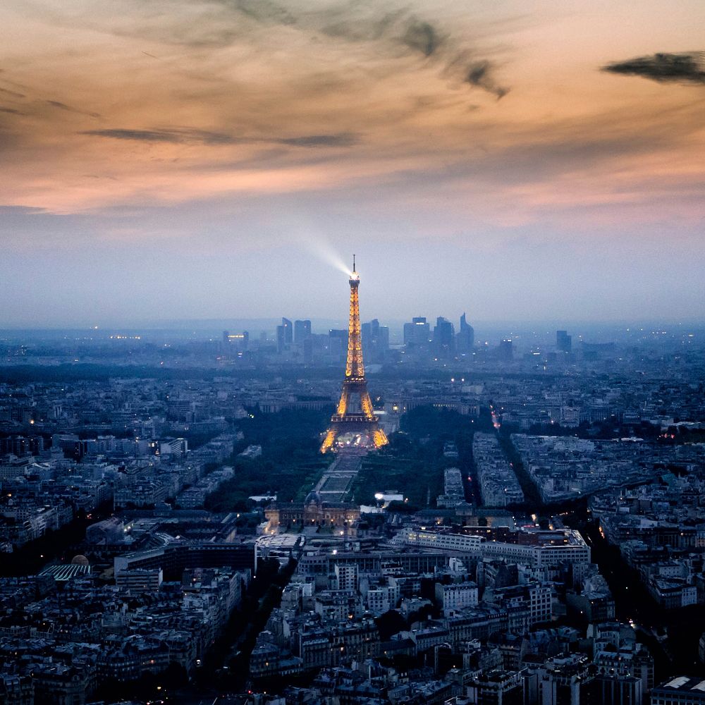 Eiffel tower at night, Paris, France. Free public domain CC0 image.